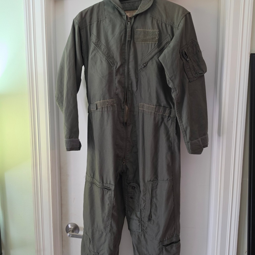 US Military Type CWU-27/P Flight Suit Coveralls Olive Green Aramid Aviator 36R